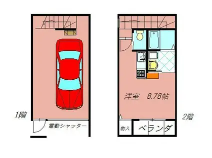 ラディア行事(ワンルーム/1階)の間取り写真