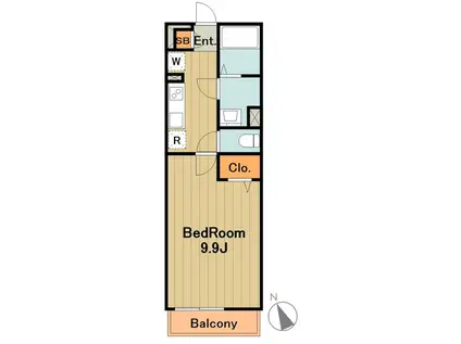 リブリサガミ(1K/2階)の間取り写真