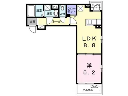ブリアン グラース(1LDK/3階)の間取り写真