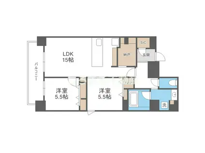 セイワパレス本町東(2SLDK/4階)の間取り写真