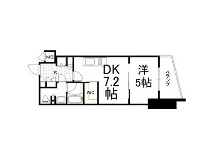 ザ・パークワンズ渋谷本町(1DK/5階)の間取り写真