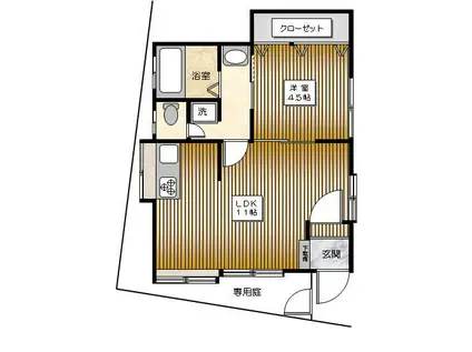 メゾン緑風(1LDK/1階)の間取り写真