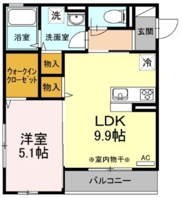 グランウェル(1LDK/3階)の間取り写真