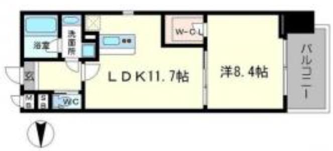 ラクラス長堀橋(1LDK/7階)の間取り写真