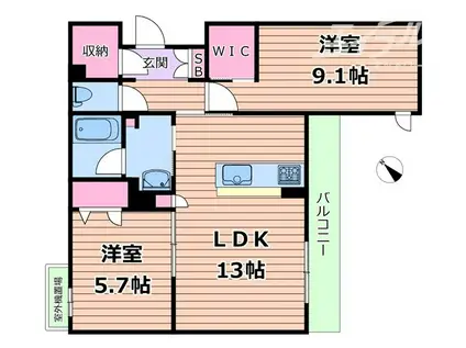 シャーメゾン ラヴィ(2LDK/3階)の間取り写真