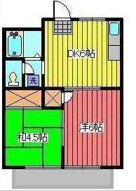 ヨシノハイツ(2DK/2階)の間取り写真
