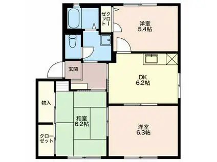 ルミエール一宮(3DK/1階)の間取り写真