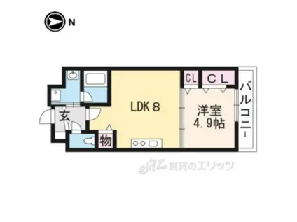 POUR TOUJOURS大将軍(1LDK/2階)の間取り写真