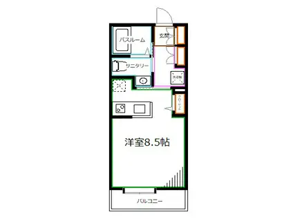 ドミール中野(ワンルーム/2階)の間取り写真