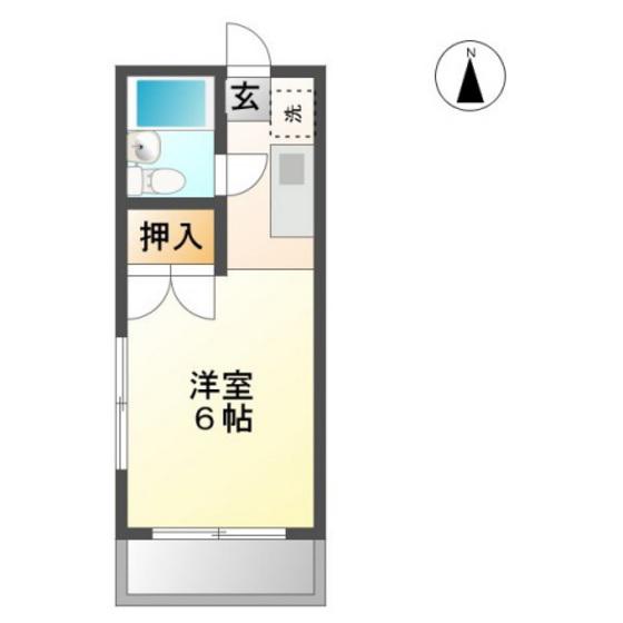 ポスト大元(1K/2階)の間取り写真
