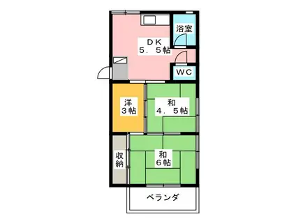 第二下田ハイツ(3DK/2階)の間取り写真