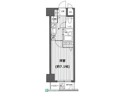 ガラステージ麻布十番(1K/11階)の間取り写真