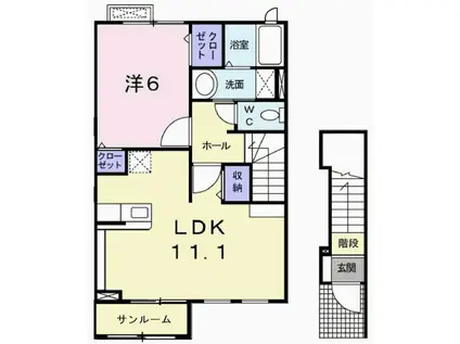 パニエ・ド・フルールIIB(1LDK/2階)の間取り写真