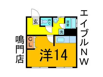 たかのしま荘(ワンルーム/1階)の間取り写真