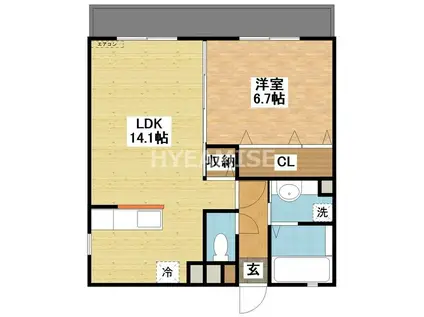 エトワール諫早(1LDK/1階)の間取り写真