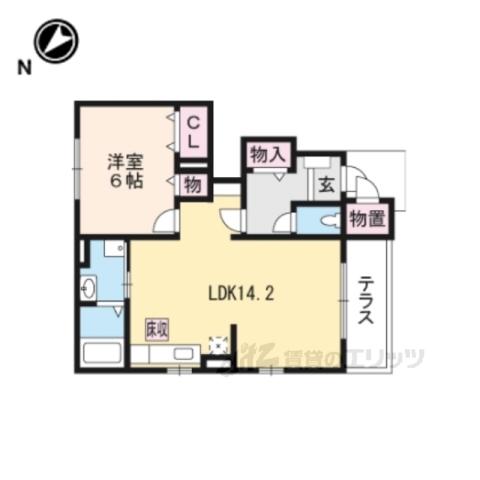 キャトルフィーユ(1LDK/1階)の間取り写真
