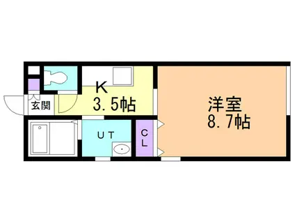 シャンブレット中島II(1K/1階)の間取り写真