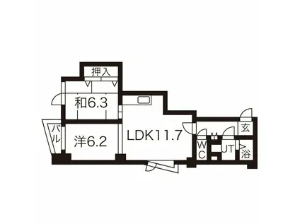 プレミエール中島公園通(2LDK/5階)の間取り写真