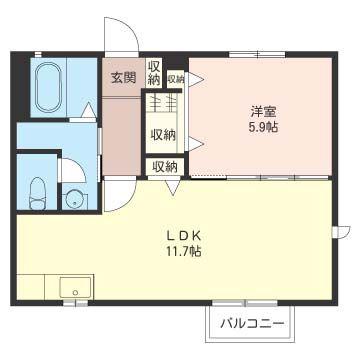 プランドール A(1LDK/2階)の間取り写真