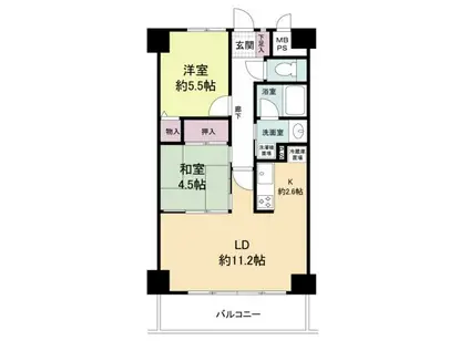 ロイヤル神戸池田広町(2LDK/2階)の間取り写真