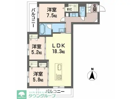 ウィステリア・ステージ真栄(3LDK/3階)の間取り写真