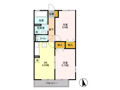 ハイムシンフォニア(2LDK/1階)の間取り写真