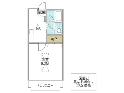 トワメゾン水戸C棟(1K/1階)の間取り写真