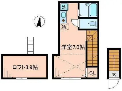 バーミープレイス西新井II(ワンルーム/2階)の間取り写真