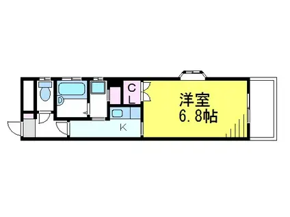 インスラU(1K/3階)の間取り写真