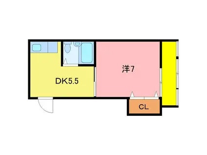 エレガンテ中央(1DK/4階)の間取り写真
