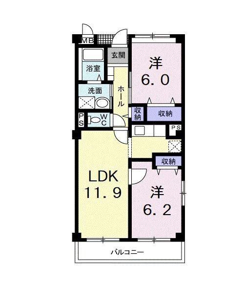 エンゼルヒルズ(2LDK/2階)の間取り写真