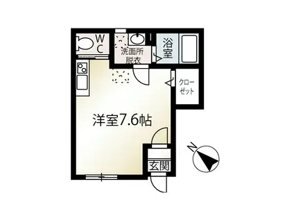 MQUARTO若葉II(ワンルーム/1階)の間取り写真