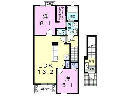 エクセレント照井II(2LDK/2階)の間取り写真