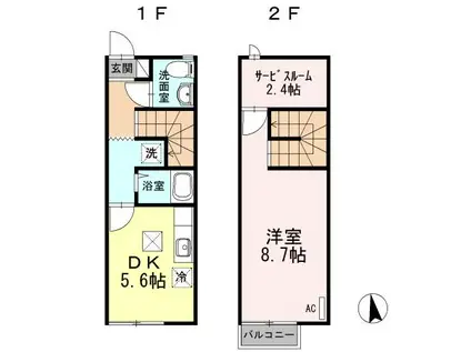 グレースタウンIIB(1SLDK/1階)の間取り写真