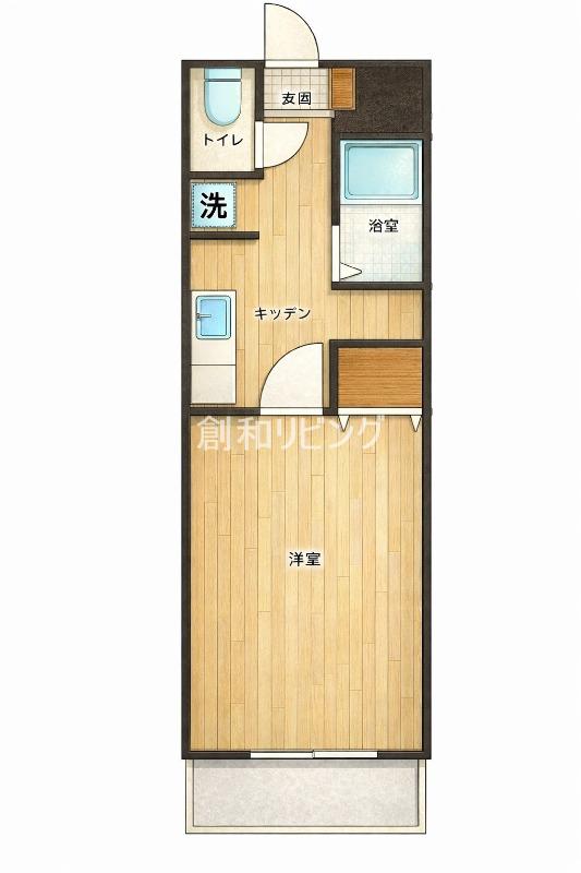 サンロイヤルI(1K/12階)の間取り写真