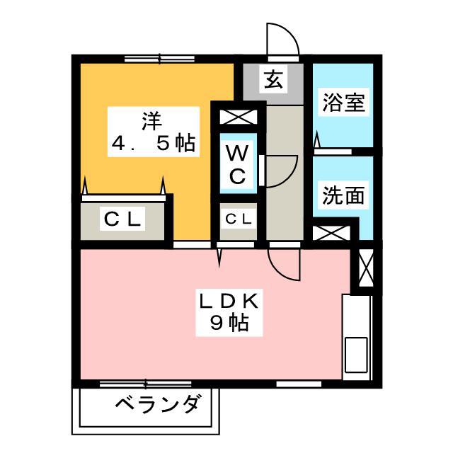 GLORY A棟(1LDK/2階)の間取り写真