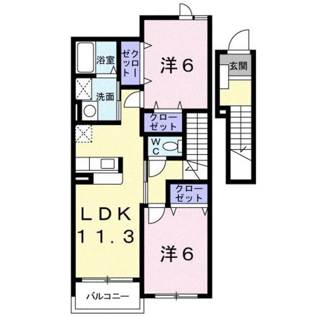 ベル・アンジュ(2LDK/2階)の間取り写真