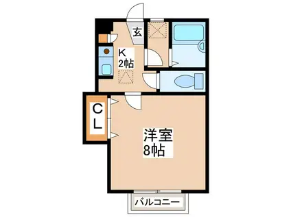 笠井ハイツ(1K/1階)の間取り写真