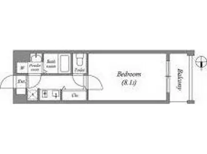ベルフェリーク天満橋(1K/14階)の間取り写真