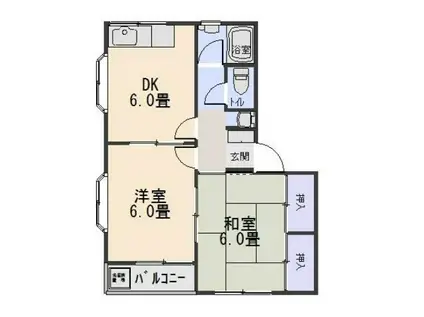 ツインコーポA(2DK/1階)の間取り写真