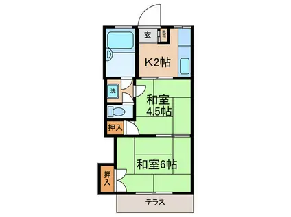 コーポ春美(2K/1階)の間取り写真