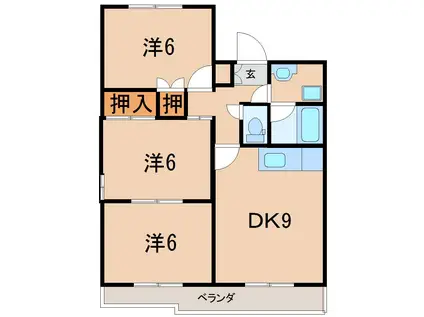テラハイツ(3DK/3階)の間取り写真