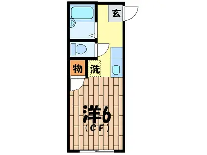 バーネット(ワンルーム/2階)の間取り写真