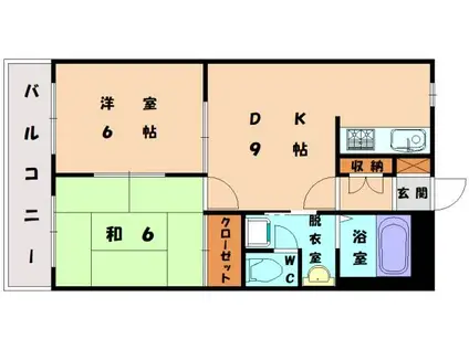 プリッツシャイン(2DK/2階)の間取り写真