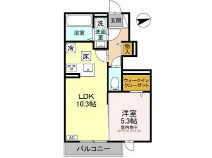 BELLA VISTA(1LDK/1階)の間取り写真