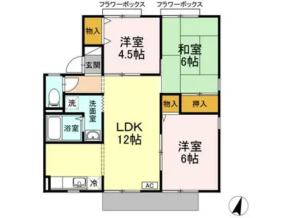 セジュール虹(3LDK/1階)の間取り写真
