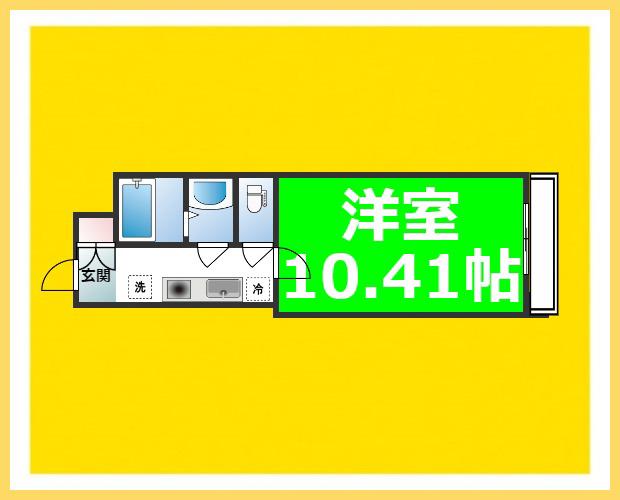 オリエンス夕陽丘(1K/3階)の間取り写真