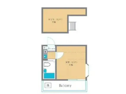 カオパレスNO.5(1K/1階)の間取り写真