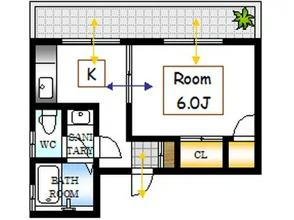 ケーワイコーポ(1DK/3階)の間取り写真