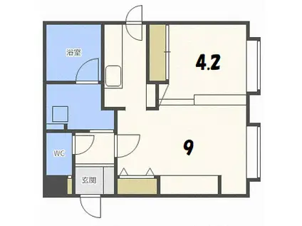 ノースクレイン(1LDK/2階)の間取り写真